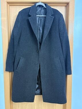 Hathaway Platinum Men's Wool and Cashmere Overcoat - Dark Gray